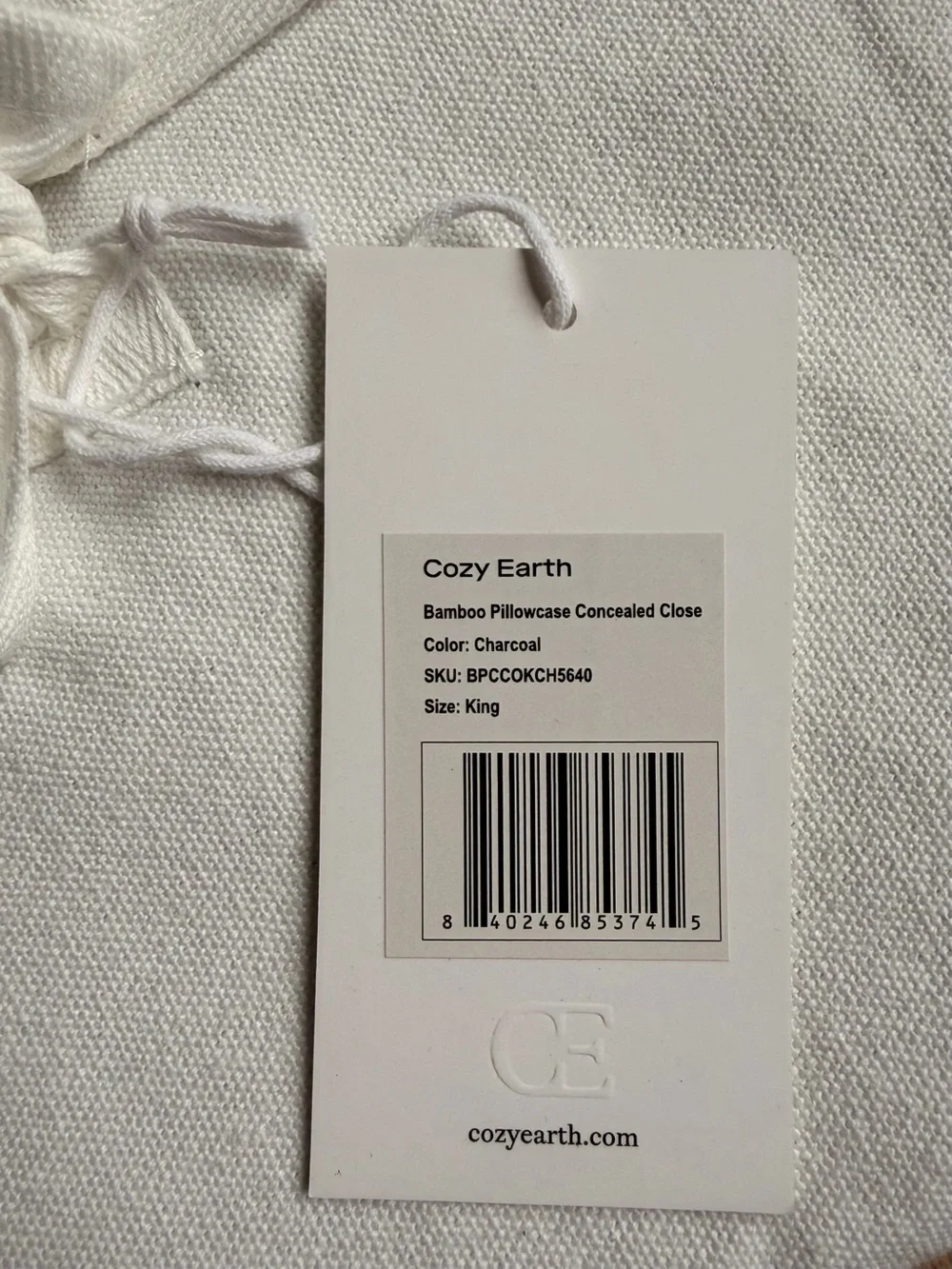 NWT Cozy Earth King Pillowcases Charcoal Bamboo Set of 2 In Canvas Bag